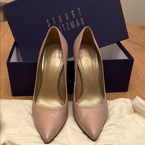 Stuart Weitzman Blush Pink Pointed-Toe Leather Pumps